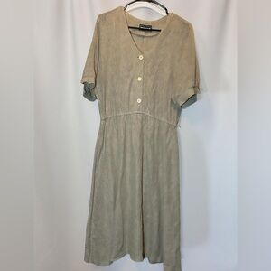 Tan Button-Up Midi Dress